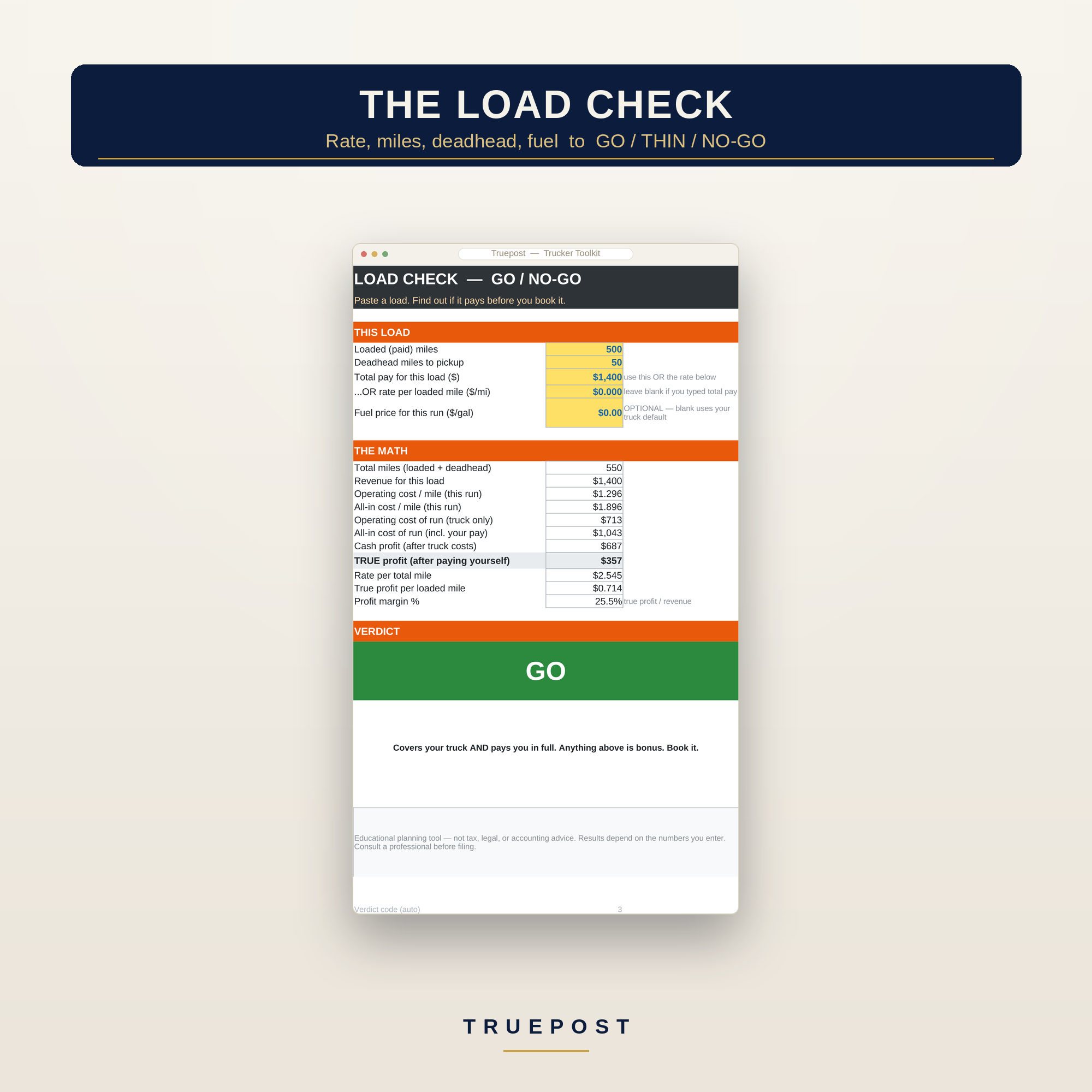 Load check GO or NO-GO