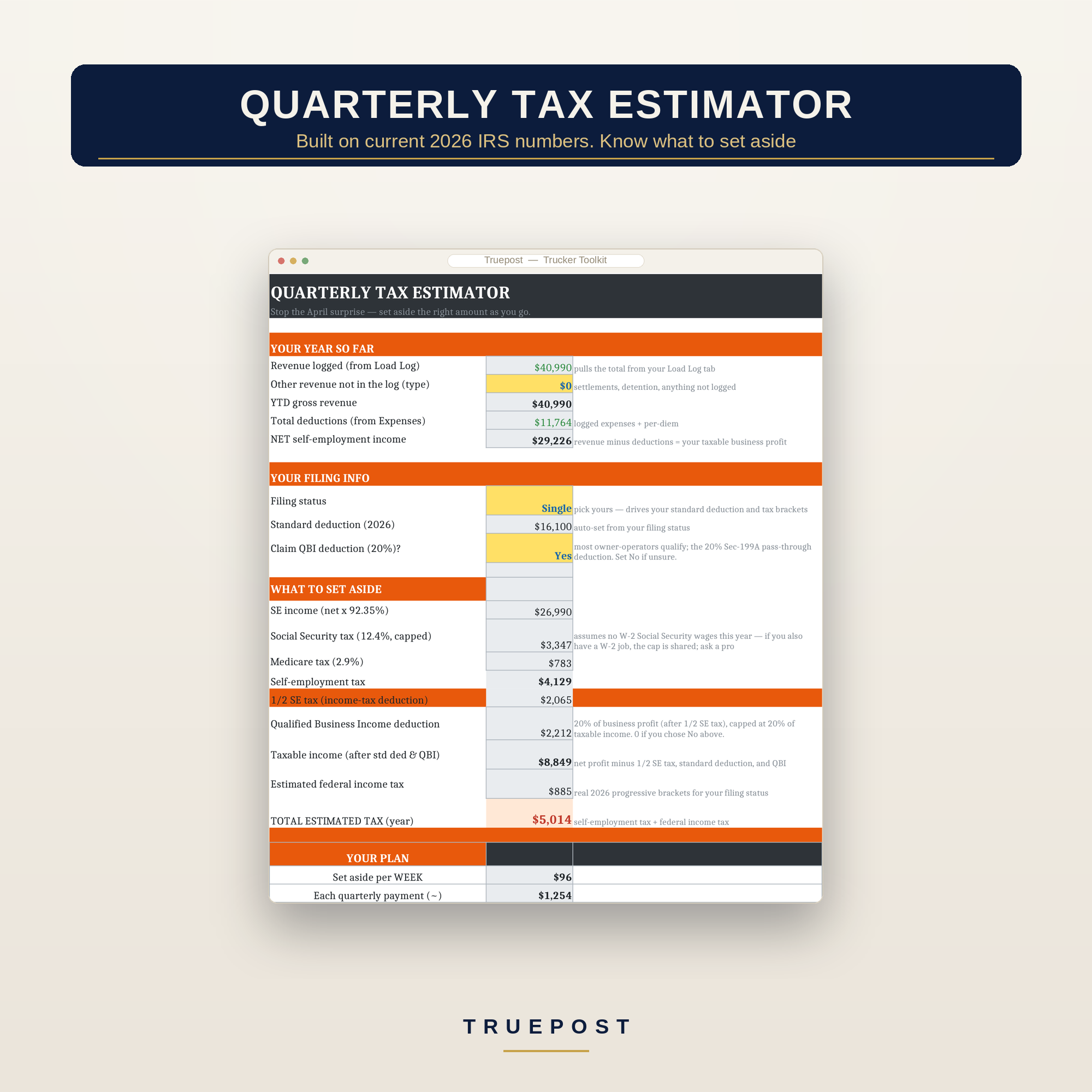 Quarterly tax estimator